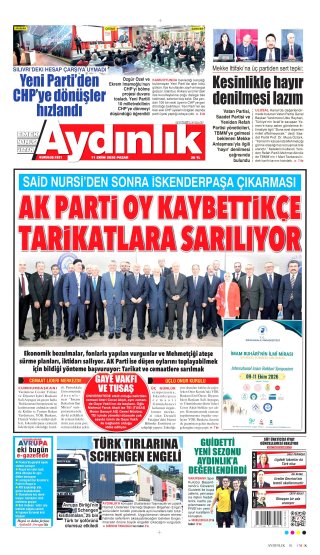 Aydınlık Gazetesi 11 Ekim 2026 Manşeti