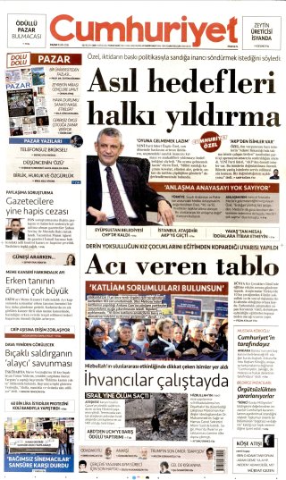 Cumhuriyet Gazetesi 11 Ekim 2026 Manşeti