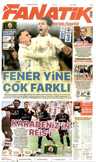 Fanatik Gazetesi 11 Ekim 2026 Manşeti