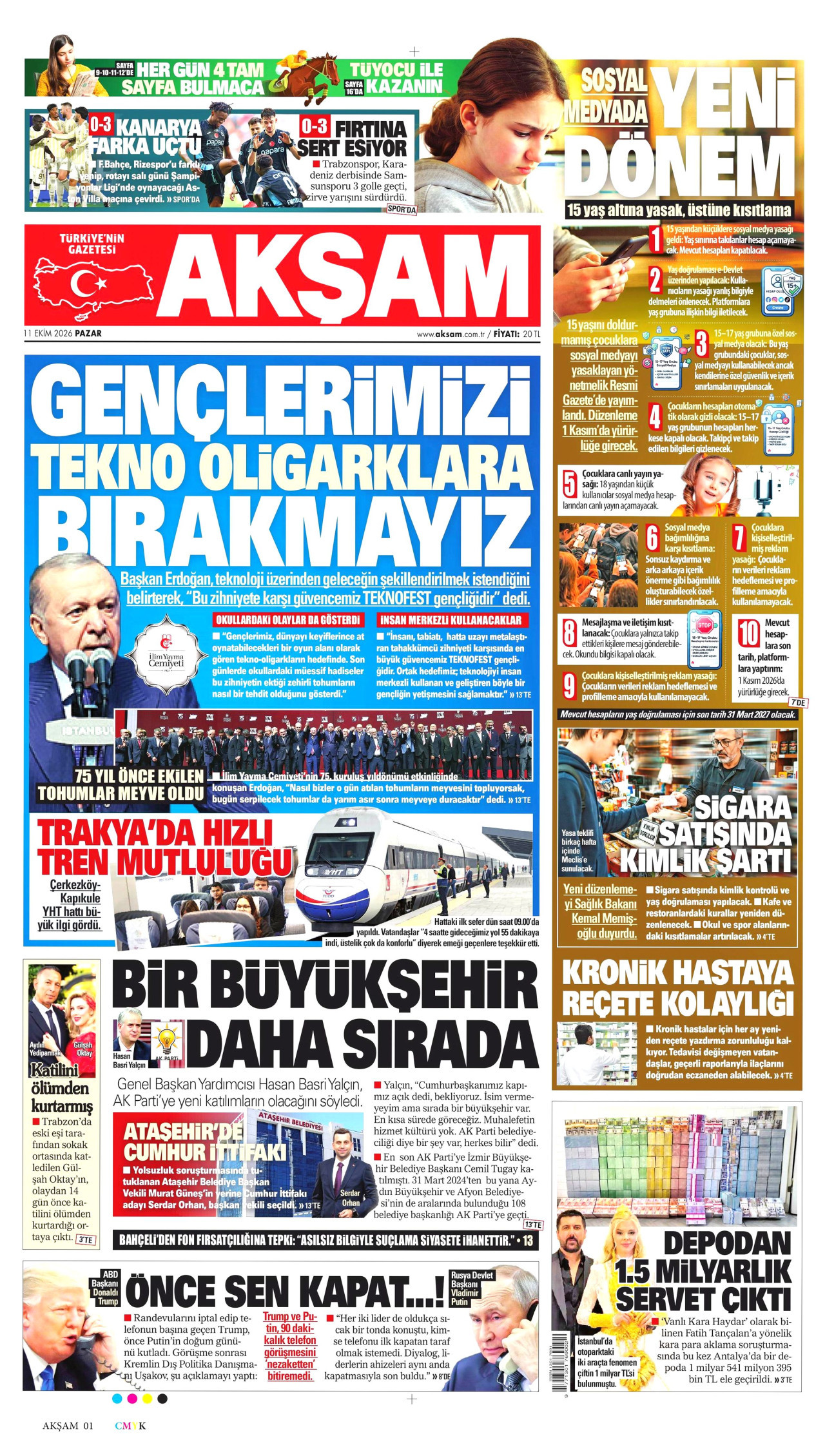 Akşam Gazetesi 12 Ekim 2026 Pazartesi Manşeti Büyük Boyut