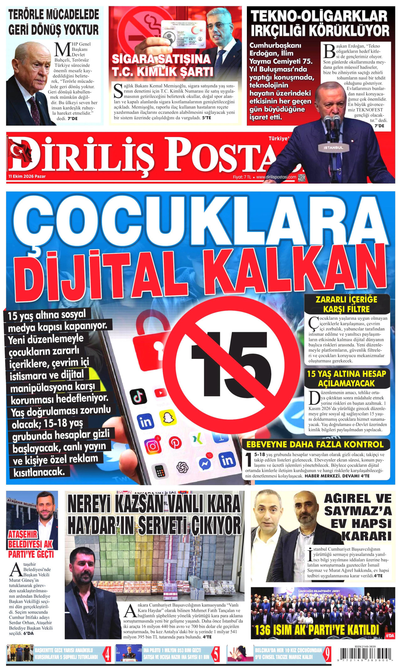 Diriliş Postası Gazetesi 12 Ekim 2026 Pazartesi Manşeti Büyük Boyut