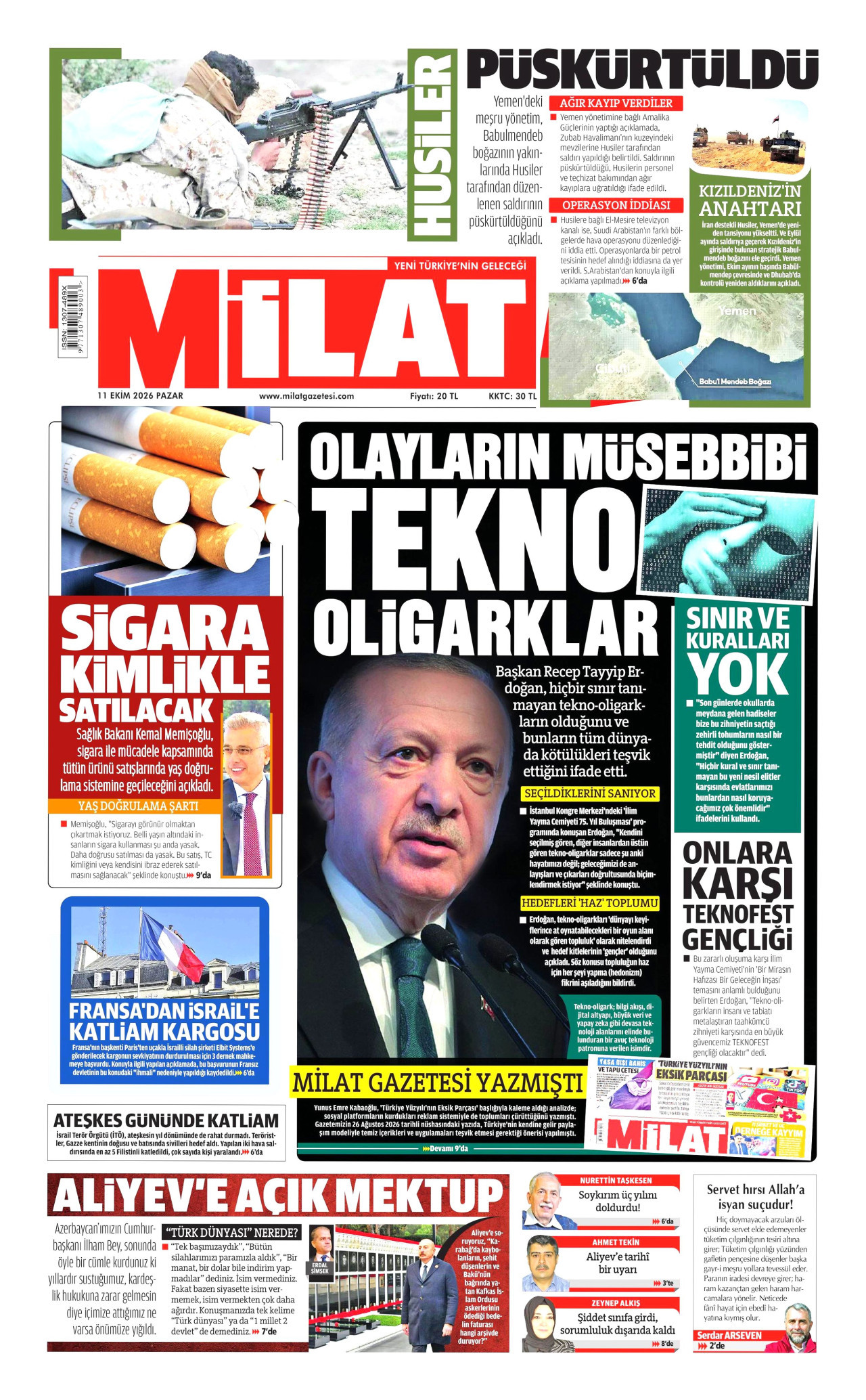 Milat Gazetesi 12 Ekim 2026 Pazartesi Manşeti Büyük Boyut