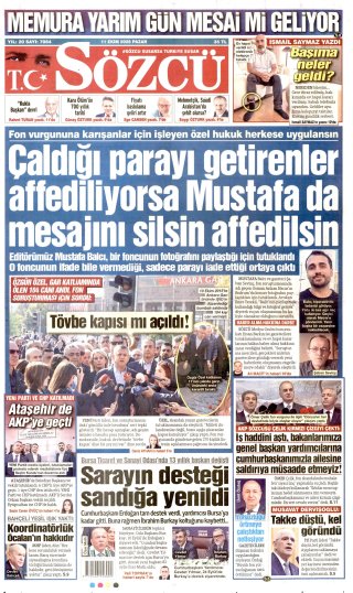 Sözcü Gazetesi 12 Ekim 2026 Manşeti