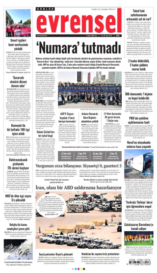 Evrensel Gazetesi 13 Ekim 2026 Manşeti