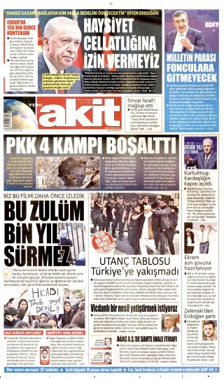 Yeni Akit Gazetesi 14 Ekim 2026 Manşeti