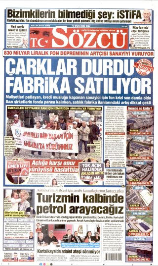 Sözcü Gazetesi 14 Ekim 2026 Manşeti