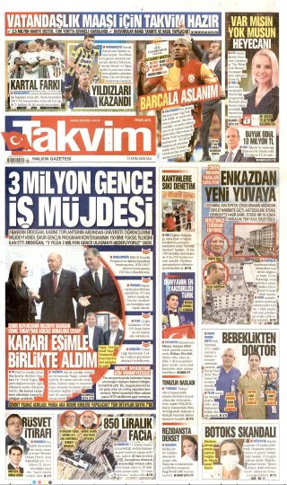 Takvim Gazetesi 14 Ekim 2026 Manşeti