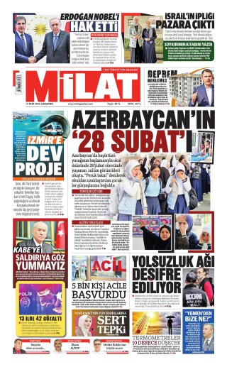 Milat Gazetesi 15 Ekim 2026 Manşeti