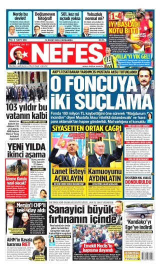 Nefes Gazetesi 15 Ekim 2026 Manşeti