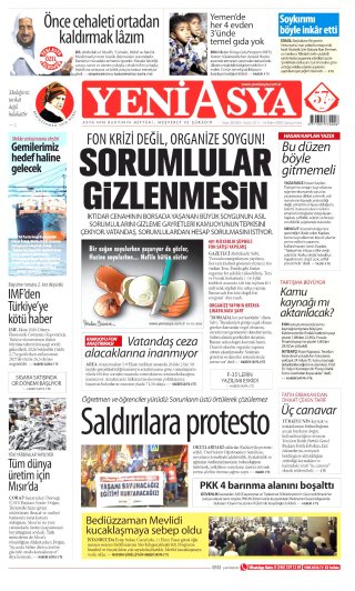 Yeni Asya Gazetesi 15 Ekim 2026 Manşeti