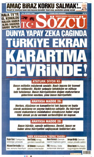 Sözcü Gazetesi 16 Ekim 2026 Manşeti