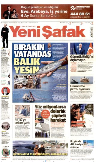 Yeni Şafak Gazetesi 16 Ekim 2026 Manşeti