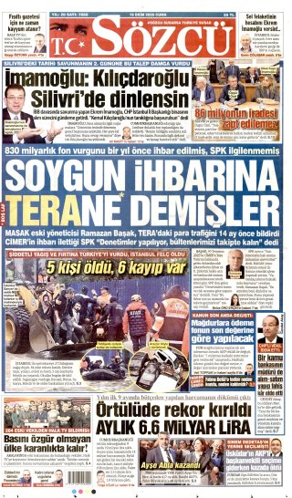Sözcü Gazetesi 17 Ekim 2026 Manşeti