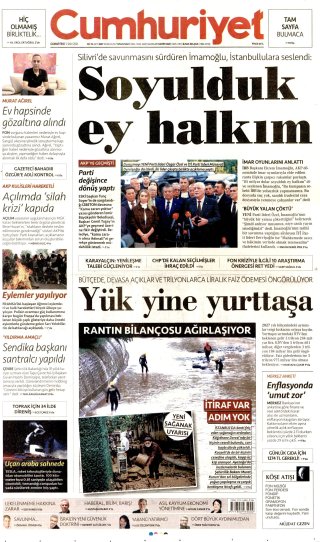 Cumhuriyet Gazetesi 18 Ekim 2026 Manşeti