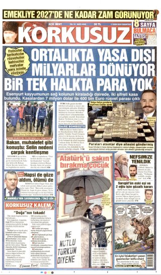 Korkusuz Gazetesi 18 Ekim 2026 Manşeti