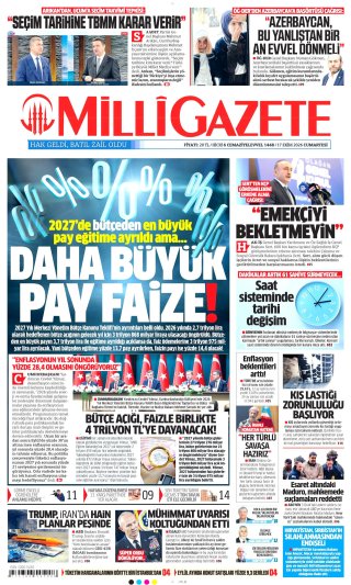 Milli Gazete Gazetesi 18 Ekim 2026 Manşeti