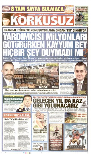 Korkusuz Gazetesi 19 Ekim 2026 Manşeti
