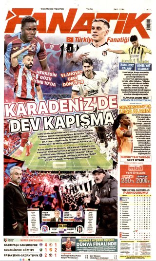 Fanatik Gazetesi 20 Ekim 2026 Manşeti