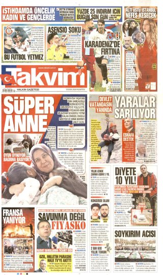 Takvim Gazetesi 20 Ekim 2026 Manşeti