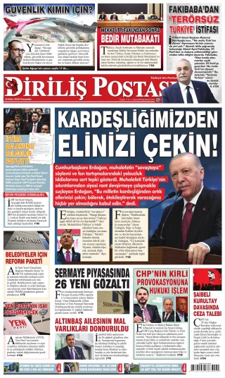 Diriliş Postası Gazetesi 23 Ekim 2026 Manşeti