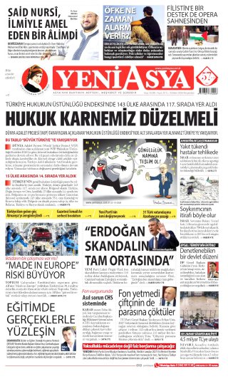 Yeni Asya Gazetesi 23 Ekim 2026 Manşeti
