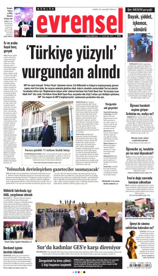 Evrensel Gazetesi 24 Ekim 2026 Manşeti