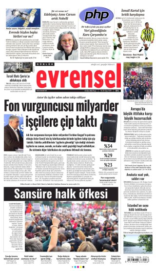 Evrensel Gazetesi 25 Ekim 2026 Manşeti