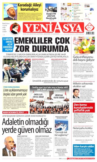 Yeni Asya Gazetesi 25 Ekim 2026 Manşeti
