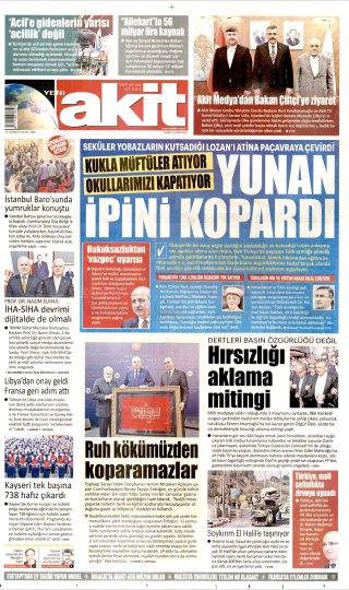 Yeni Akit Gazetesi 26 Ekim 2026 Manşeti