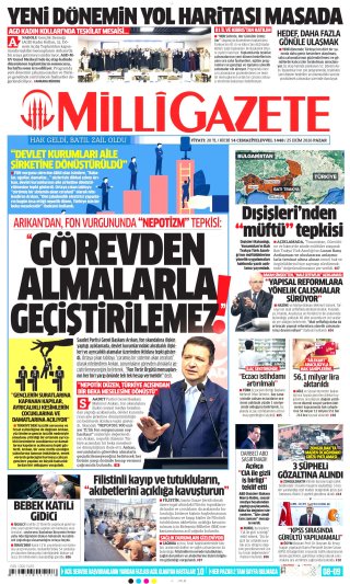 Milli Gazete Gazetesi 26 Ekim 2026 Manşeti
