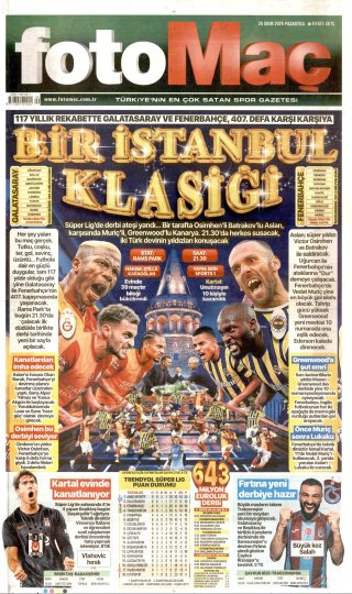 Fotomaç Gazetesi 27 Ekim 2026 Manşeti