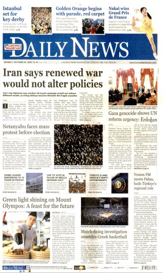 Hürriyet Daily News Gazetesi 27 Ekim 2026 Manşeti