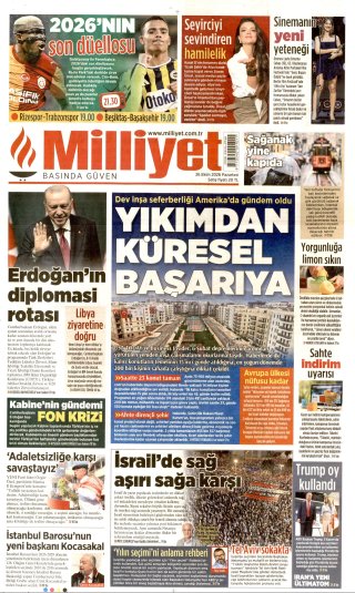 Milliyet Gazetesi 27 Ekim 2026 Manşeti