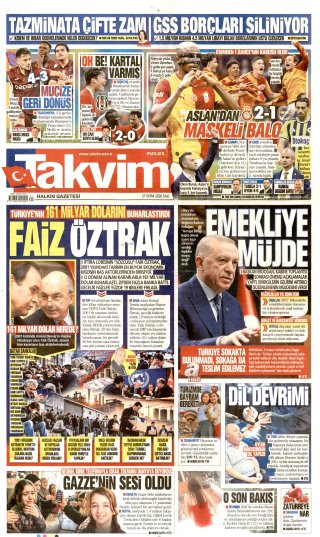Takvim Gazetesi 28 Ekim 2026 Manşeti