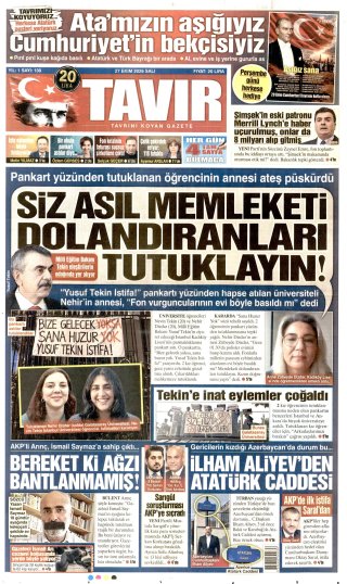 Tavır Gazetesi 28 Ekim 2026 Manşeti
