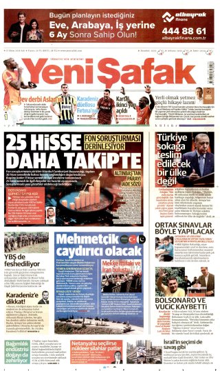 Yeni Şafak Gazetesi 28 Ekim 2026 Manşeti