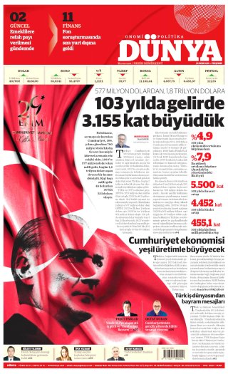 Dünya Gazetesi 29 Ekim 2026 Manşeti