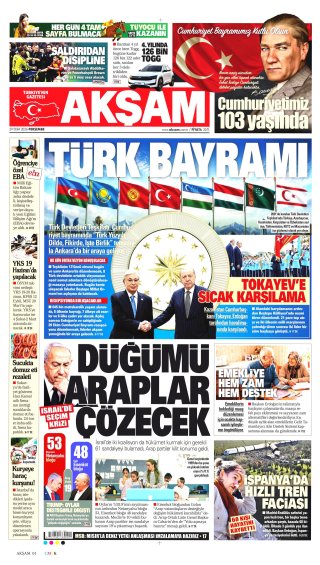 Akşam Gazetesi 30 Ekim 2026 Manşeti