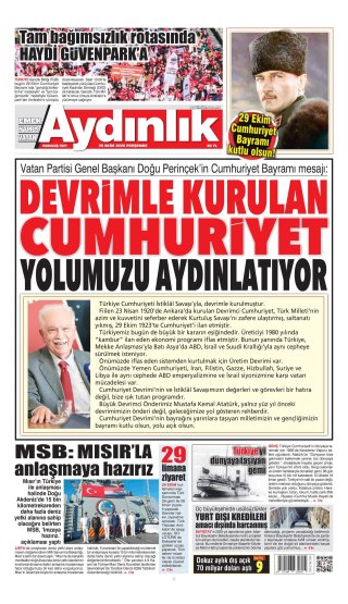 Aydınlık Gazetesi 30 Ekim 2026 Manşeti