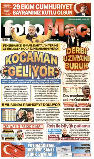 Fotomaç Gazetesi 30 Ekim 2026 Manşeti