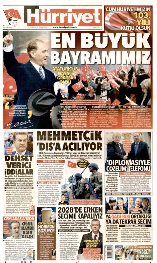 Hürriyet Gazetesi 30 Ekim 2026 Manşeti