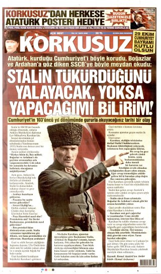 Korkusuz Gazetesi 30 Ekim 2026 Manşeti