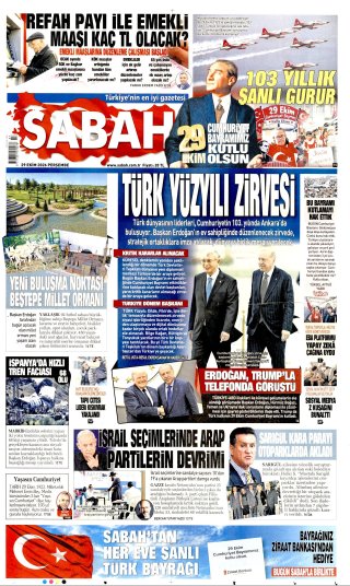 Sabah Gazetesi 30 Ekim 2026 Manşeti