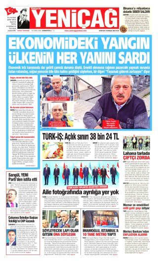 Yeniçağ Gazetesi 31 Ekim 2026 Manşeti