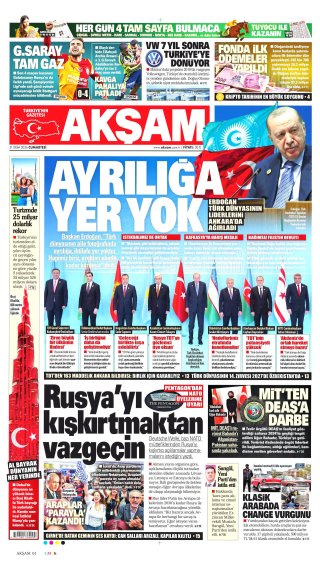 Akşam Gazetesi 1 Kasım 2026 Manşeti