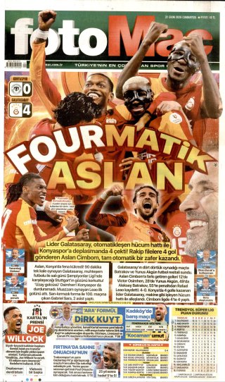 Fotomaç Gazetesi 1 Kasım 2026 Manşeti
