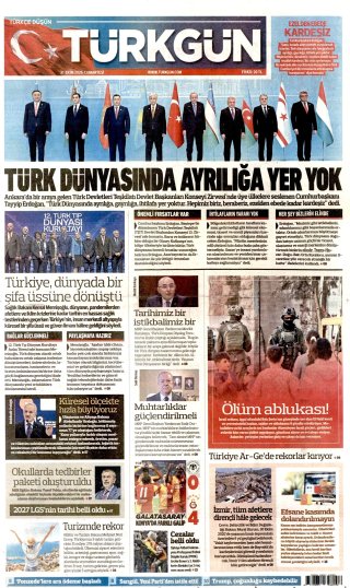 Türkgün Gazetesi 1 Kasım 2026 Manşeti