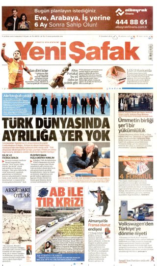 Yeni Şafak Gazetesi 1 Kasım 2026 Manşeti